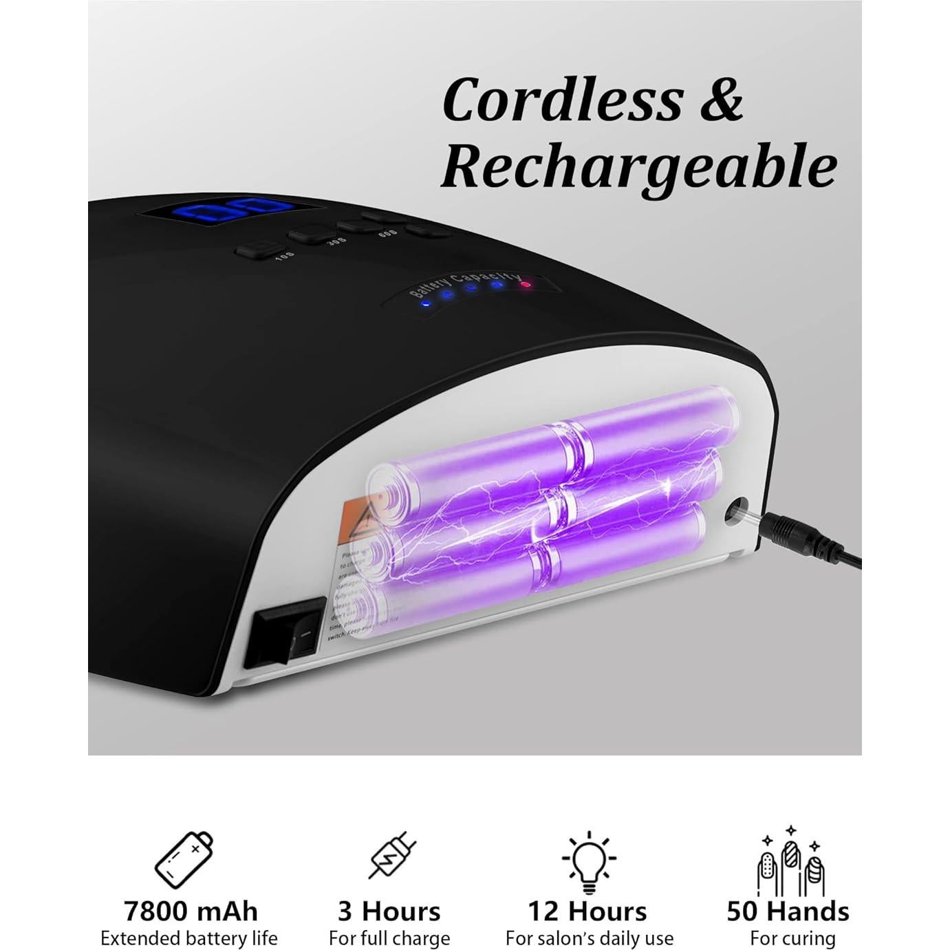 Lámpara de Uñas LED UV DORAGYM 66W Inalámbrica Recargable