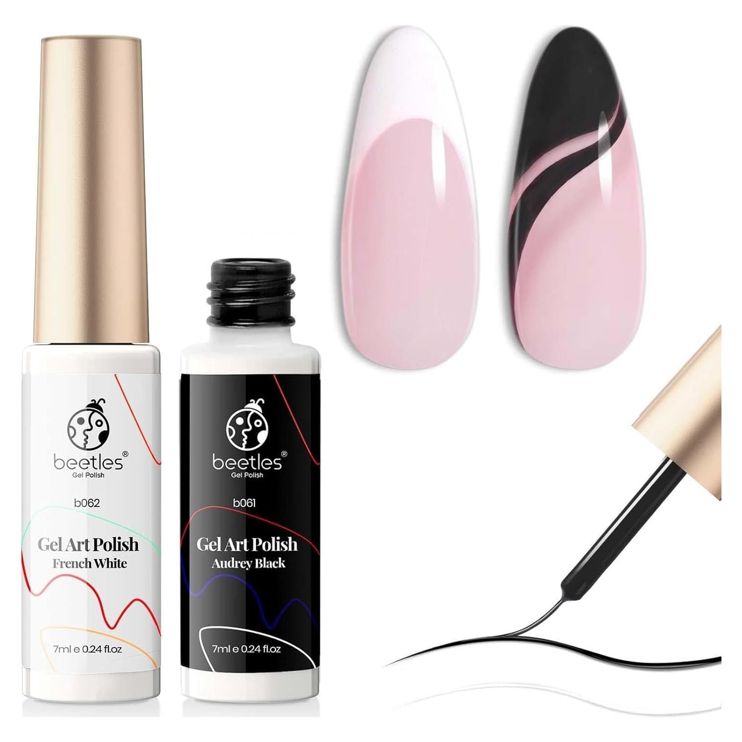 Set de Esmalte de Uñas en Gel Beetles - Negro y Blanco 70g