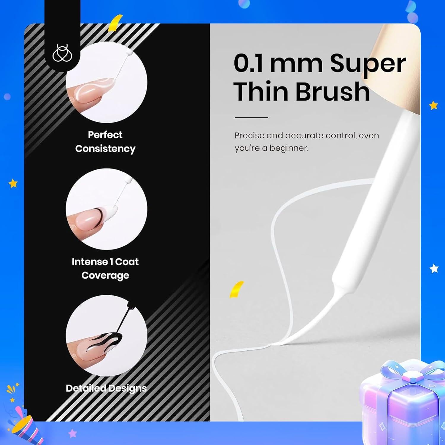 Set de Esmalte de Uñas en Gel Beetles - Negro y Blanco 70g