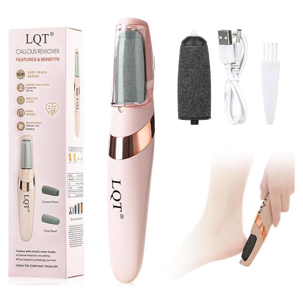 Removedor Eléctrico de Callos LQT Rosa - Kit Pedicura Completo