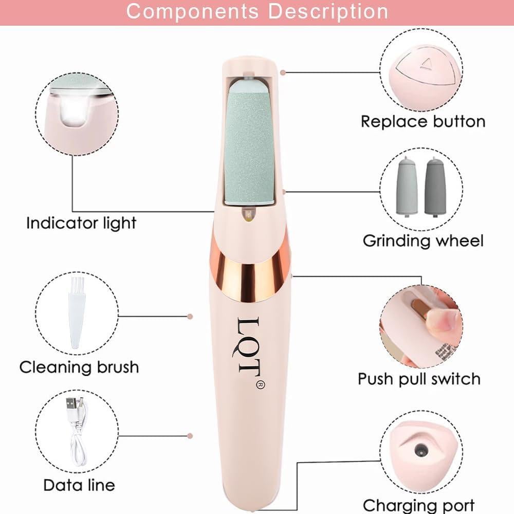 Removedor Eléctrico de Callos LQT Rosa - Kit Pedicura Completo