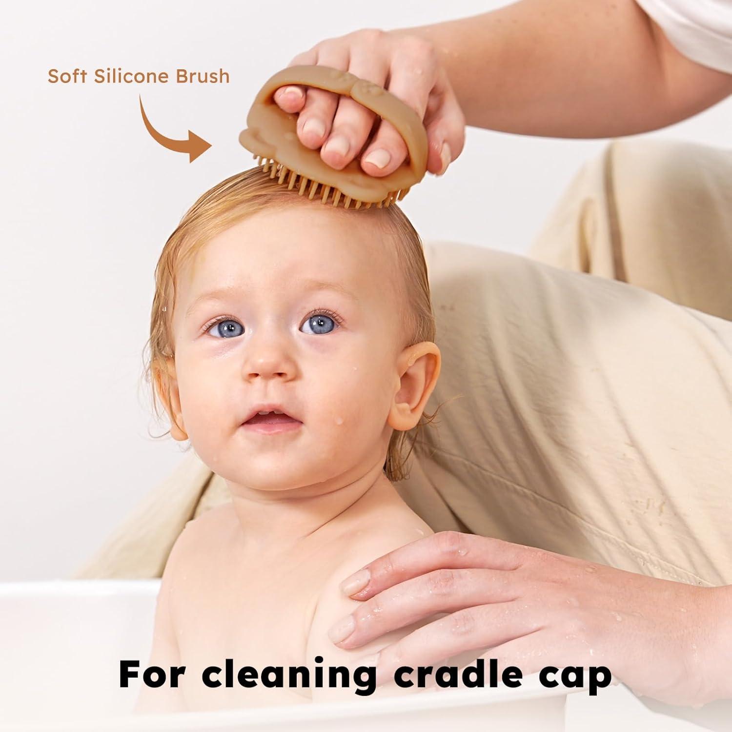 Set de Cepillo y Peine para Bebé Yoofoss 4 Piezas Madera Nogal