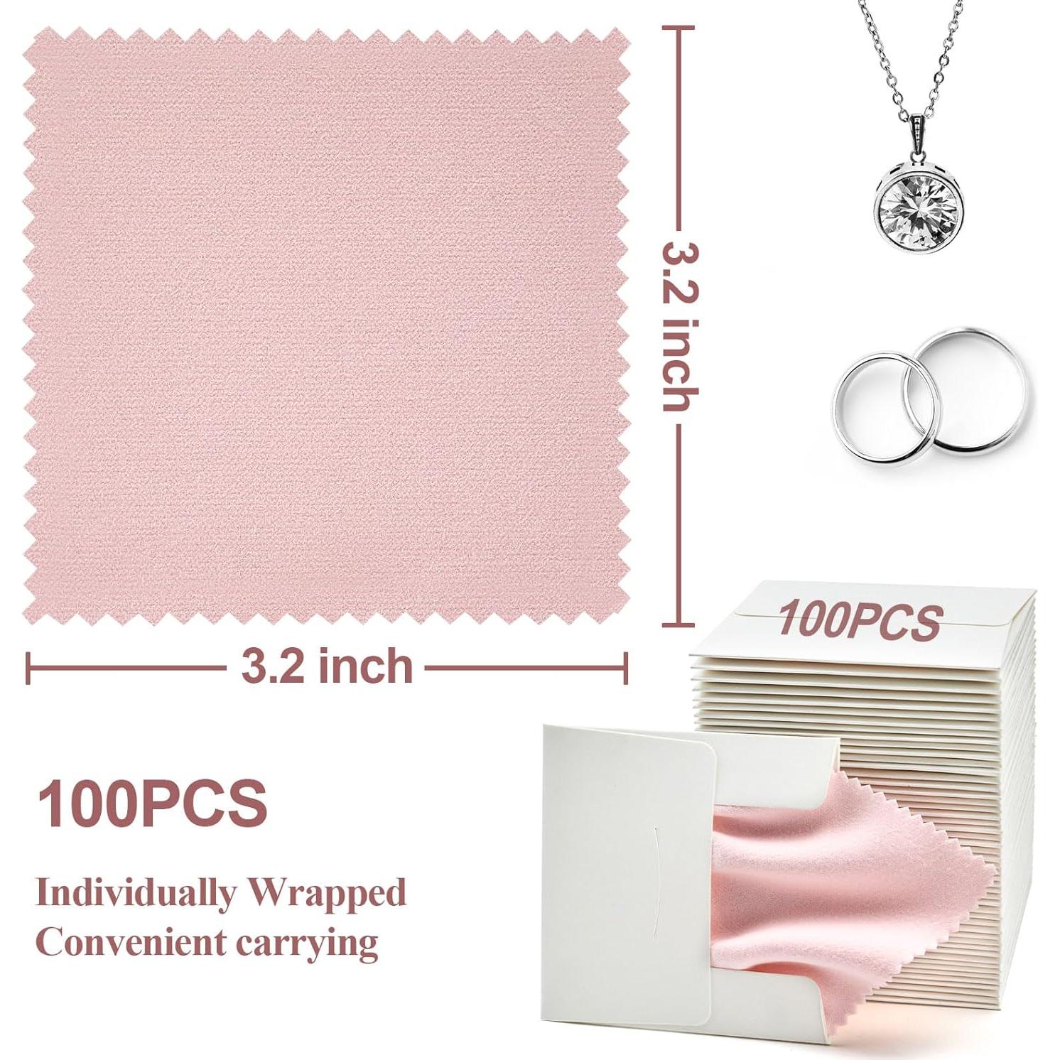 Paño de Limpieza de Joyería Point-Ring 100 Piezas Rosa 8x8cm