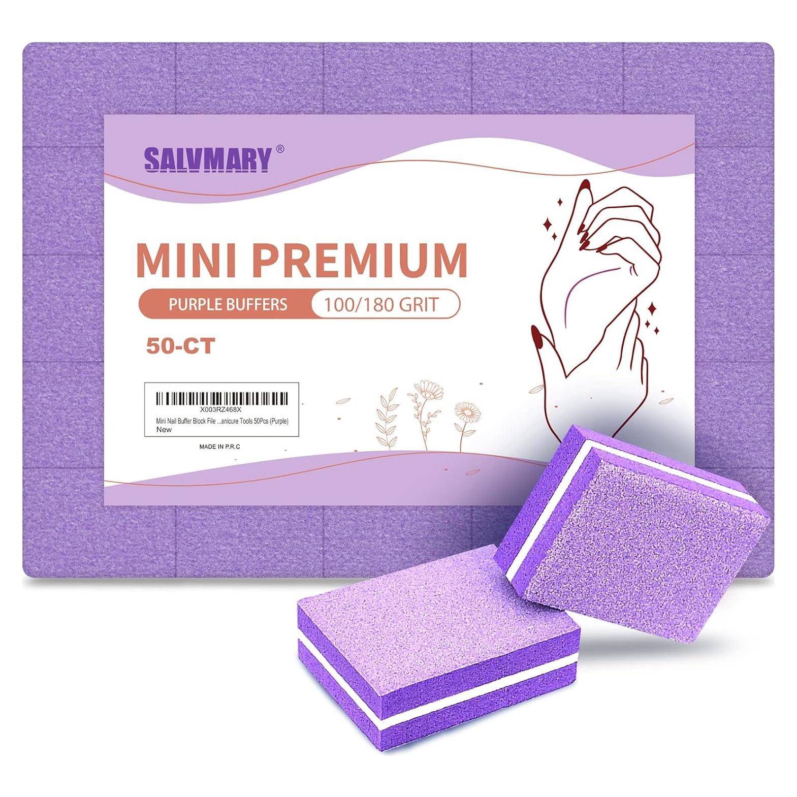 Bloques de Pulido de Uñas SALVMARY 50Pcs 100/180 Grano Morado
