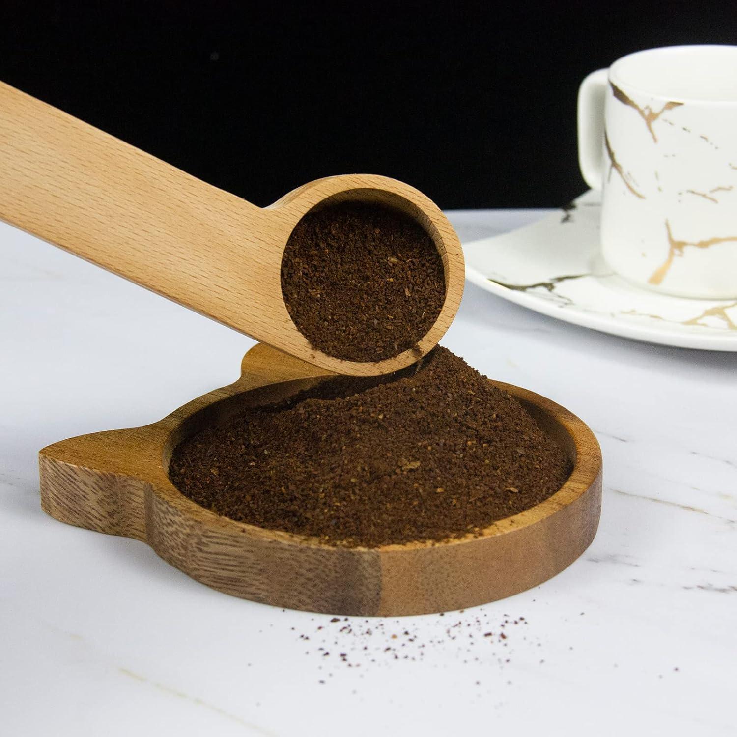 Cucharón Medidor de Madera KVMORZE 2 en 1 para Café y Té