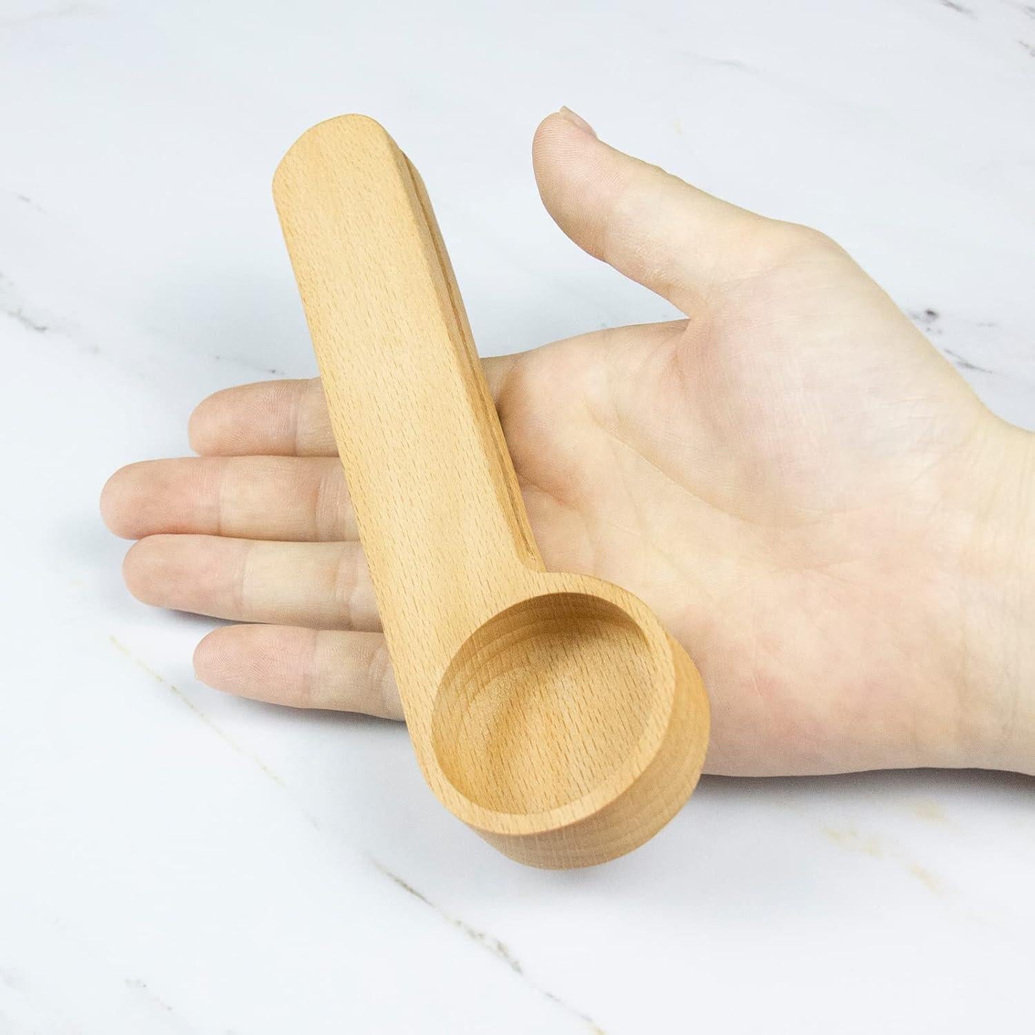 Cucharón Medidor de Madera KVMORZE 2 en 1 para Café y Té