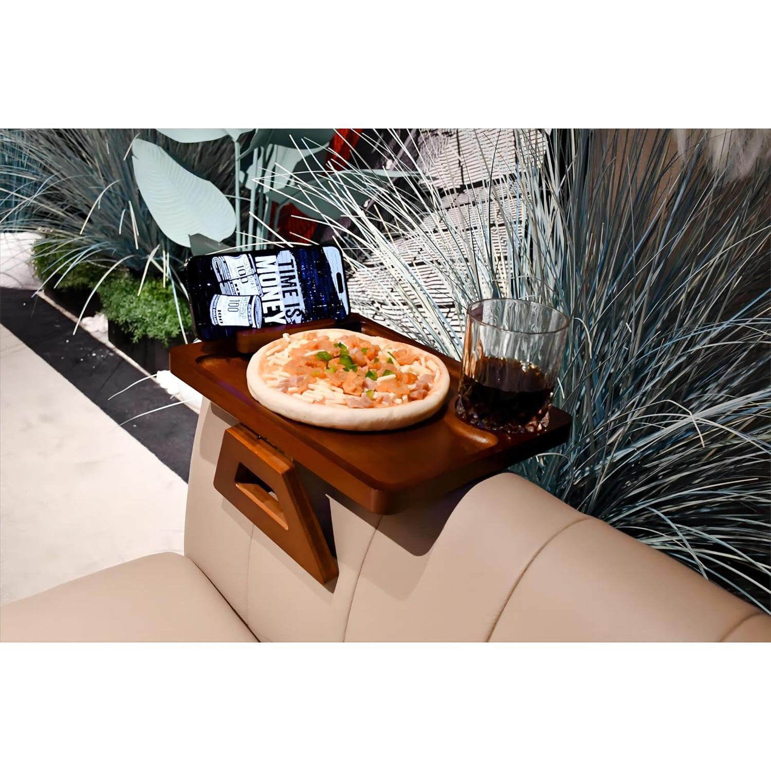 Mesa de bandeja para sofá NAVREX con soporte para teléfono 30 cm