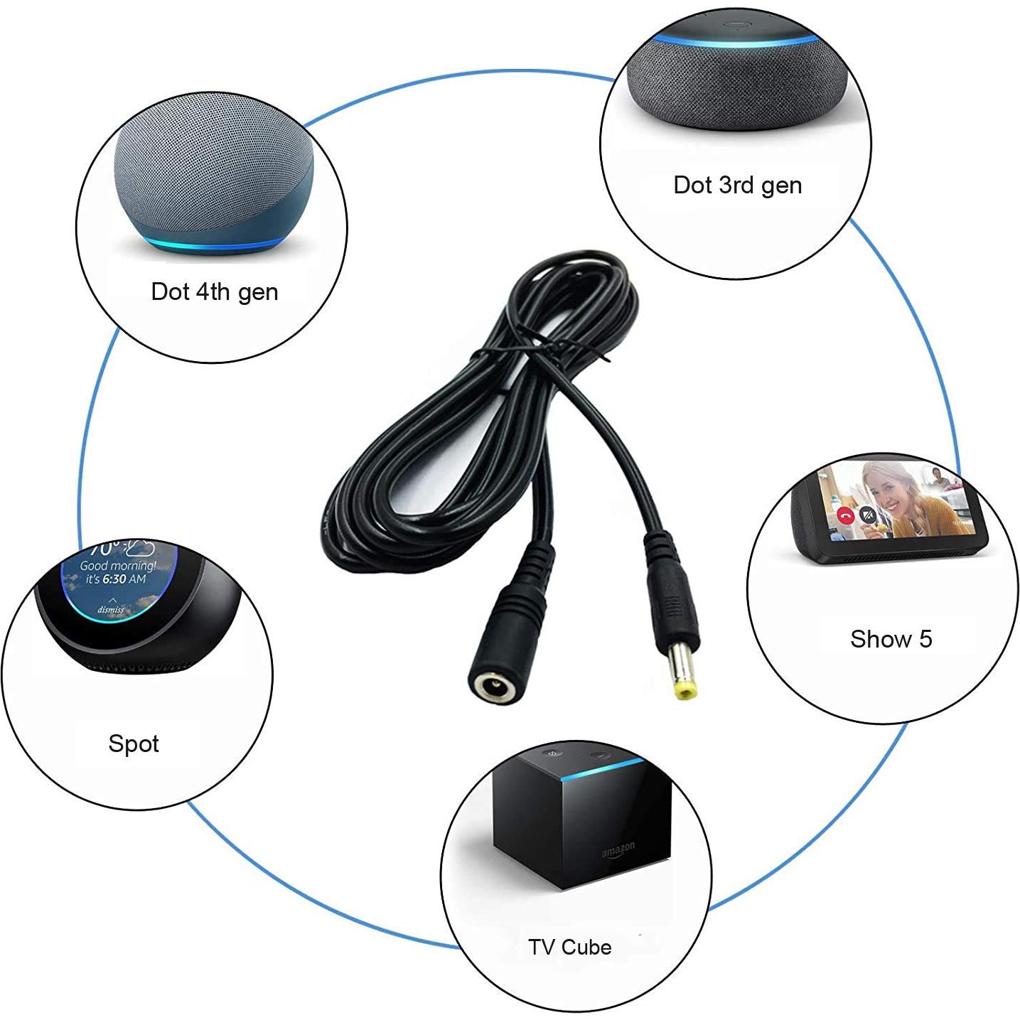 Cable de Alimentación para Alexa Dot 3m Negro PDEEY