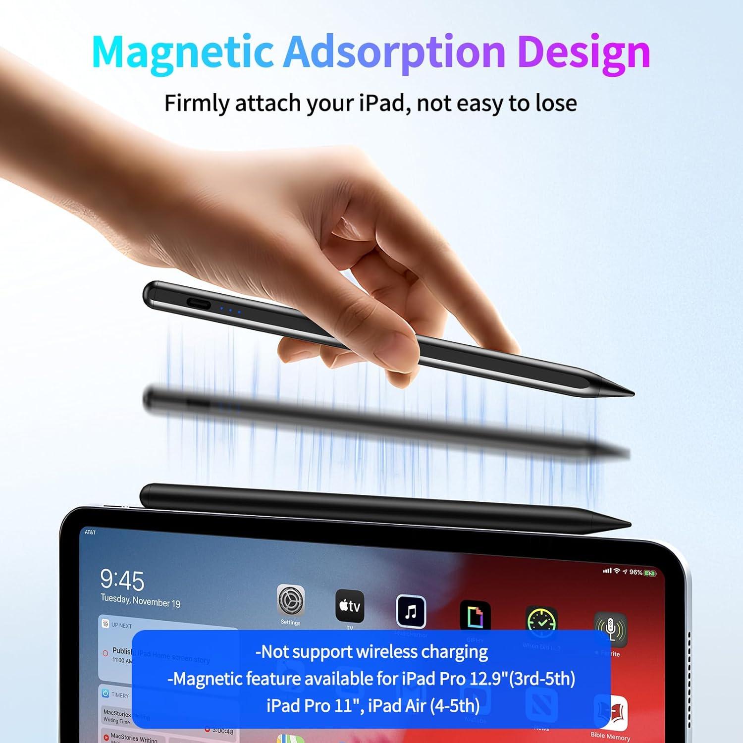 Lápiz Stylus JEDOUBAL para iPad con Carga Rápida, Negro