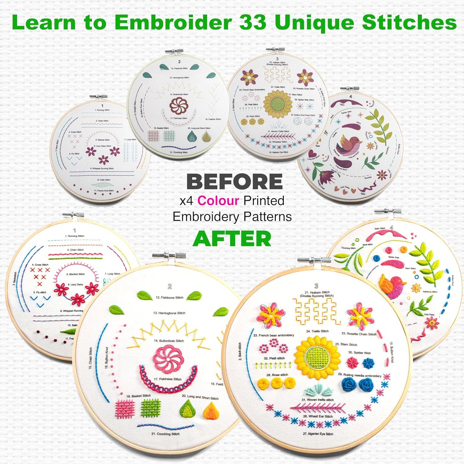 Kit de Bordado para Principiantes Azenera - 33 Puntadas DIY