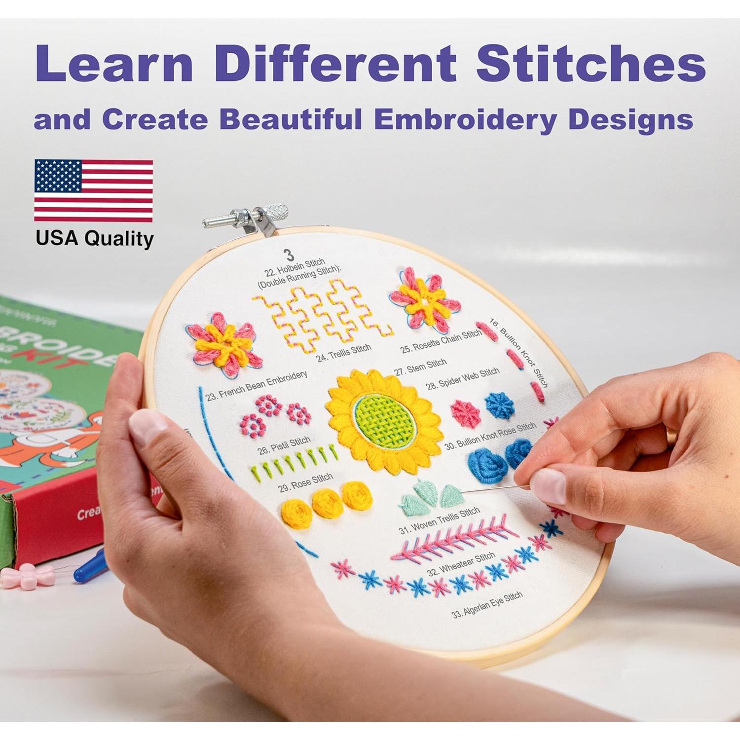 Kit de Bordado para Principiantes Azenera - 33 Puntadas DIY