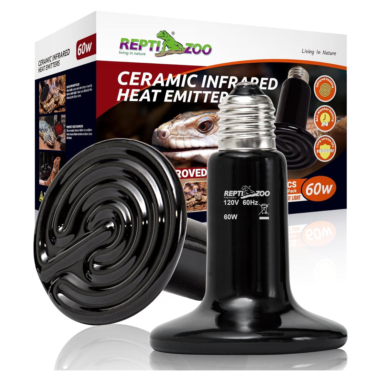 Lámpara de Calor Cerámica 60W REPTI ZOO 2 Pack para Reptiles