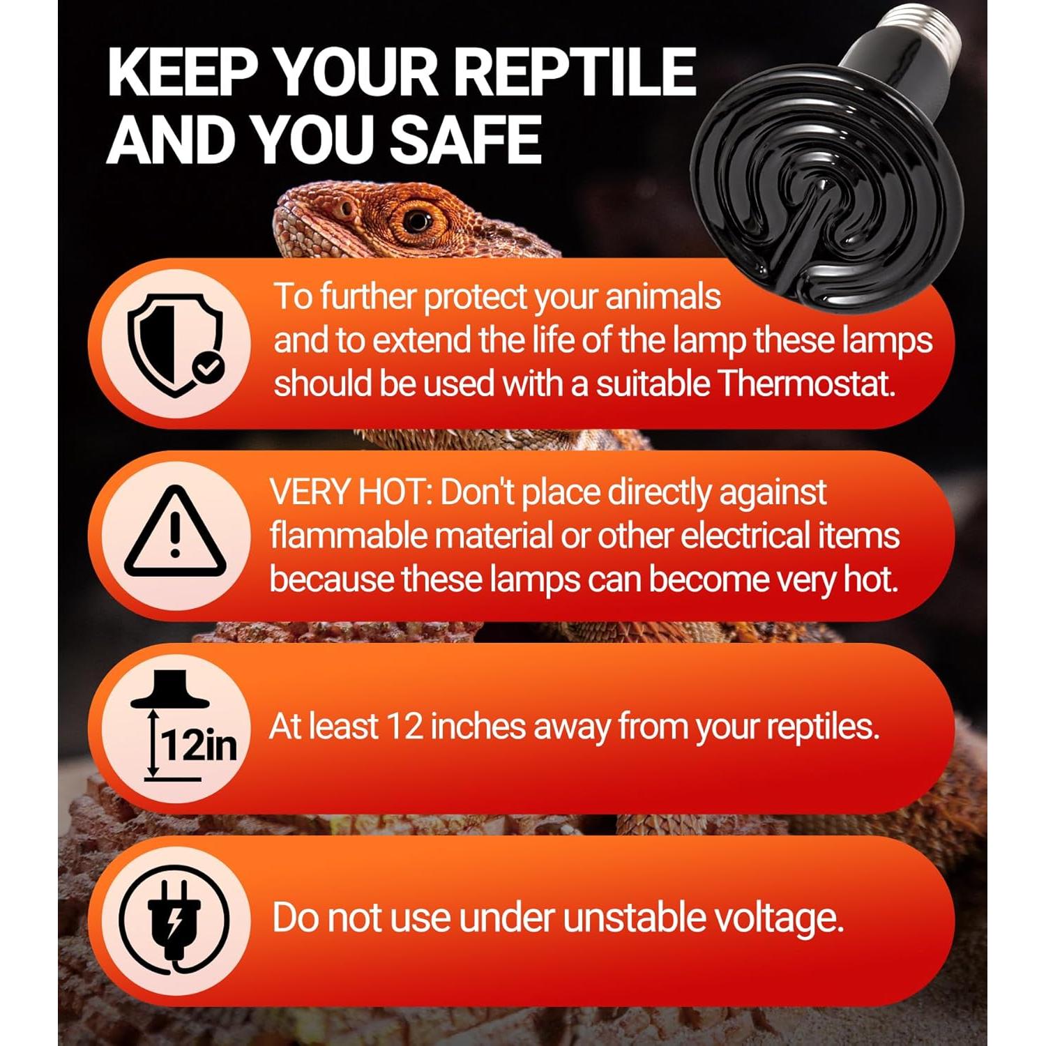 Lámpara de Calor Cerámica 60W REPTI ZOO 2 Pack para Reptiles