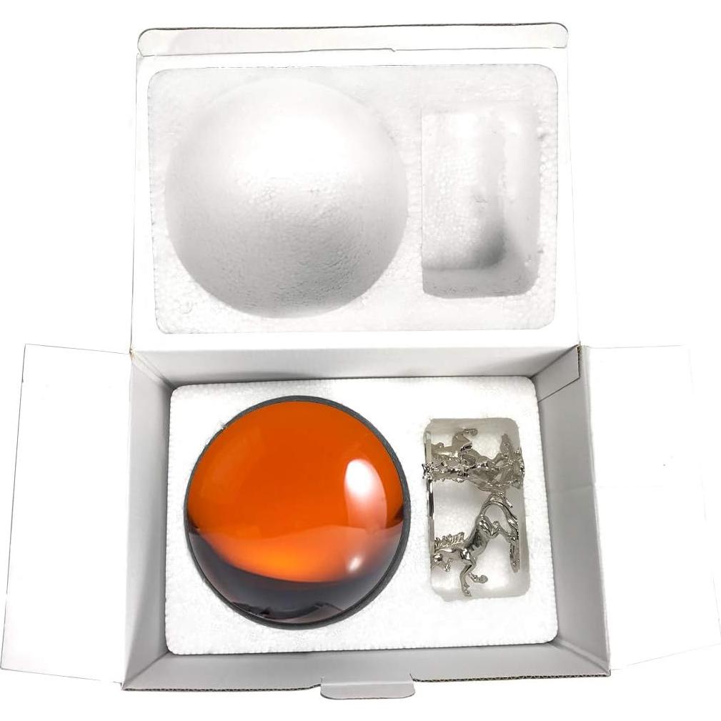 Bola de Cristal Ámbar Amlong 15 cm con Soporte Unicornio