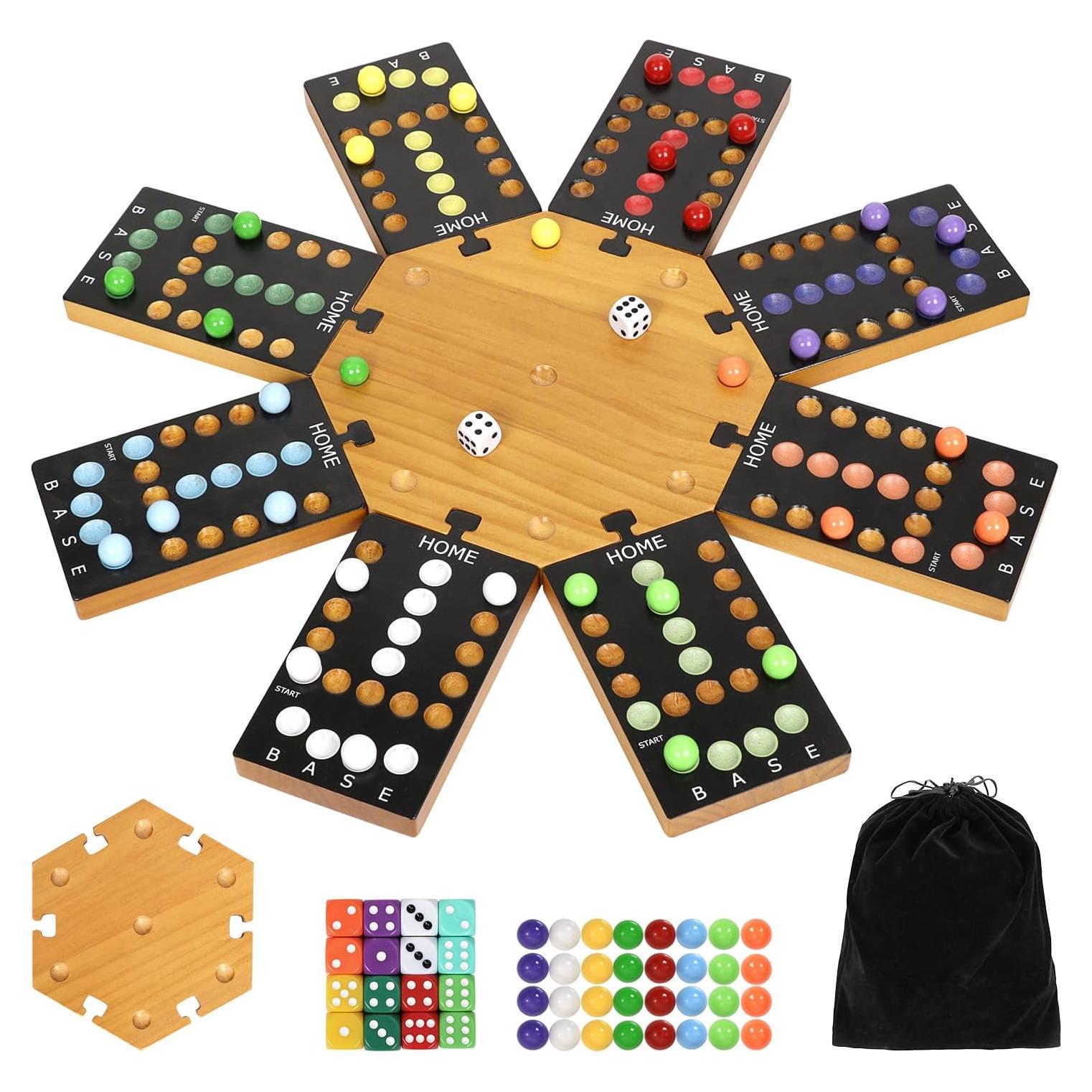 Juego de Mesa de Canicas Plusvivo de Madera para 6-8 Jugadores