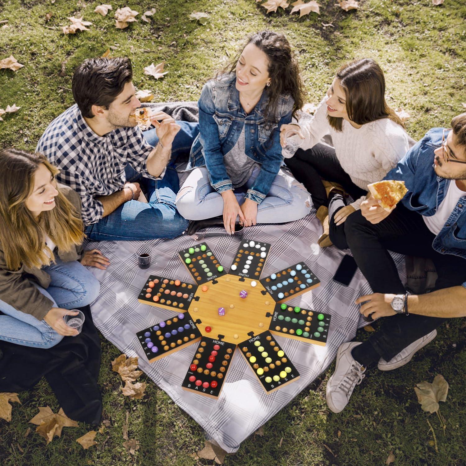 Juego de Mesa de Canicas Plusvivo de Madera para 6-8 Jugadores