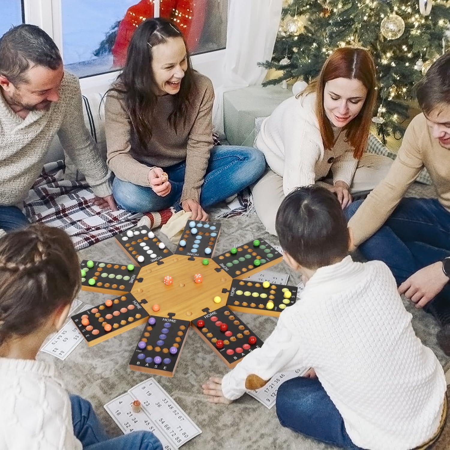 Juego de Mesa de Canicas Plusvivo de Madera para 6-8 Jugadores