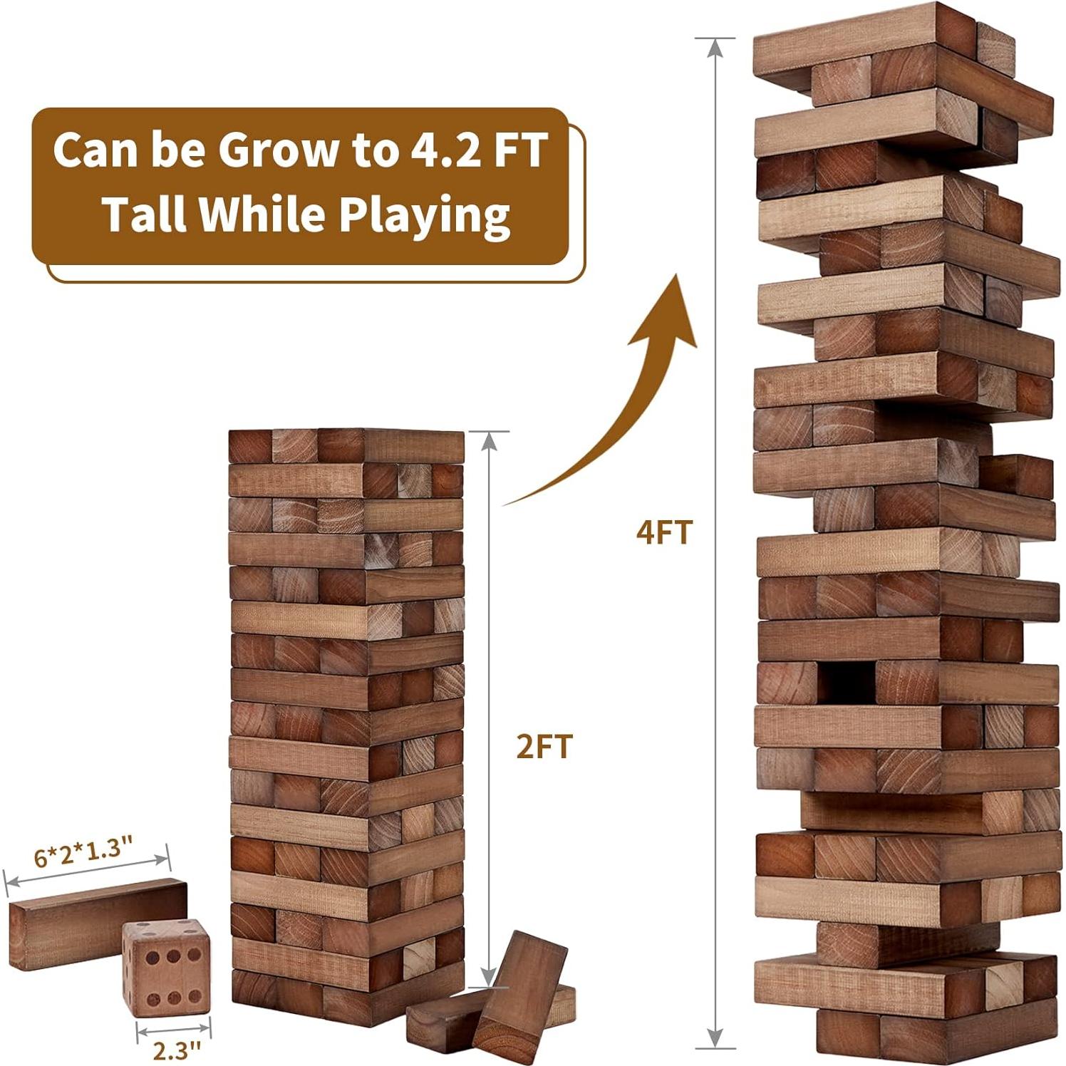 Juego de Torre de Caída Gigante ApudArmis 54 PCS Madera 128 cm