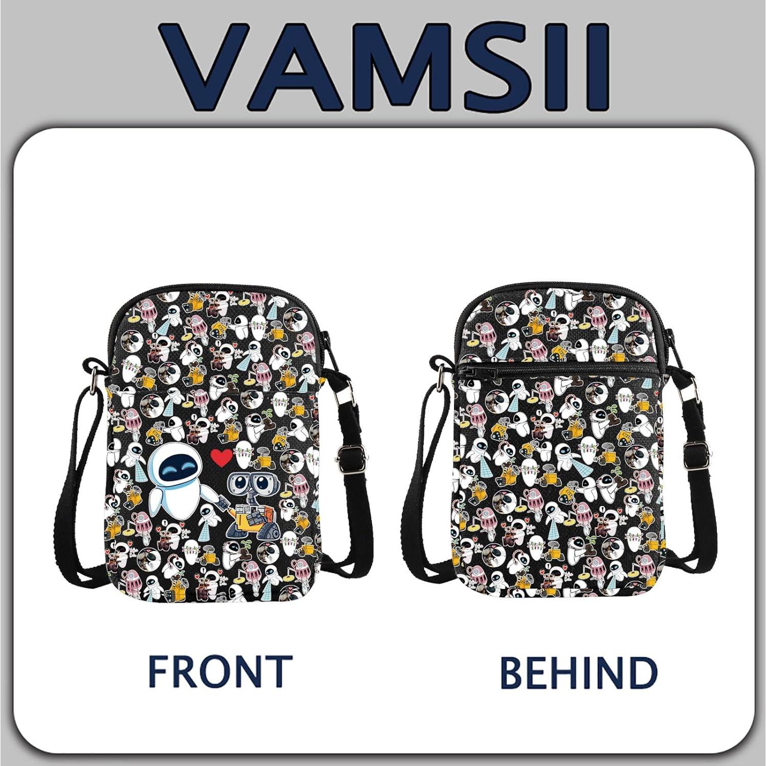 Bolso Cruzado W y E Amor Pareja Caricatura Negro 21.4x14.5cm