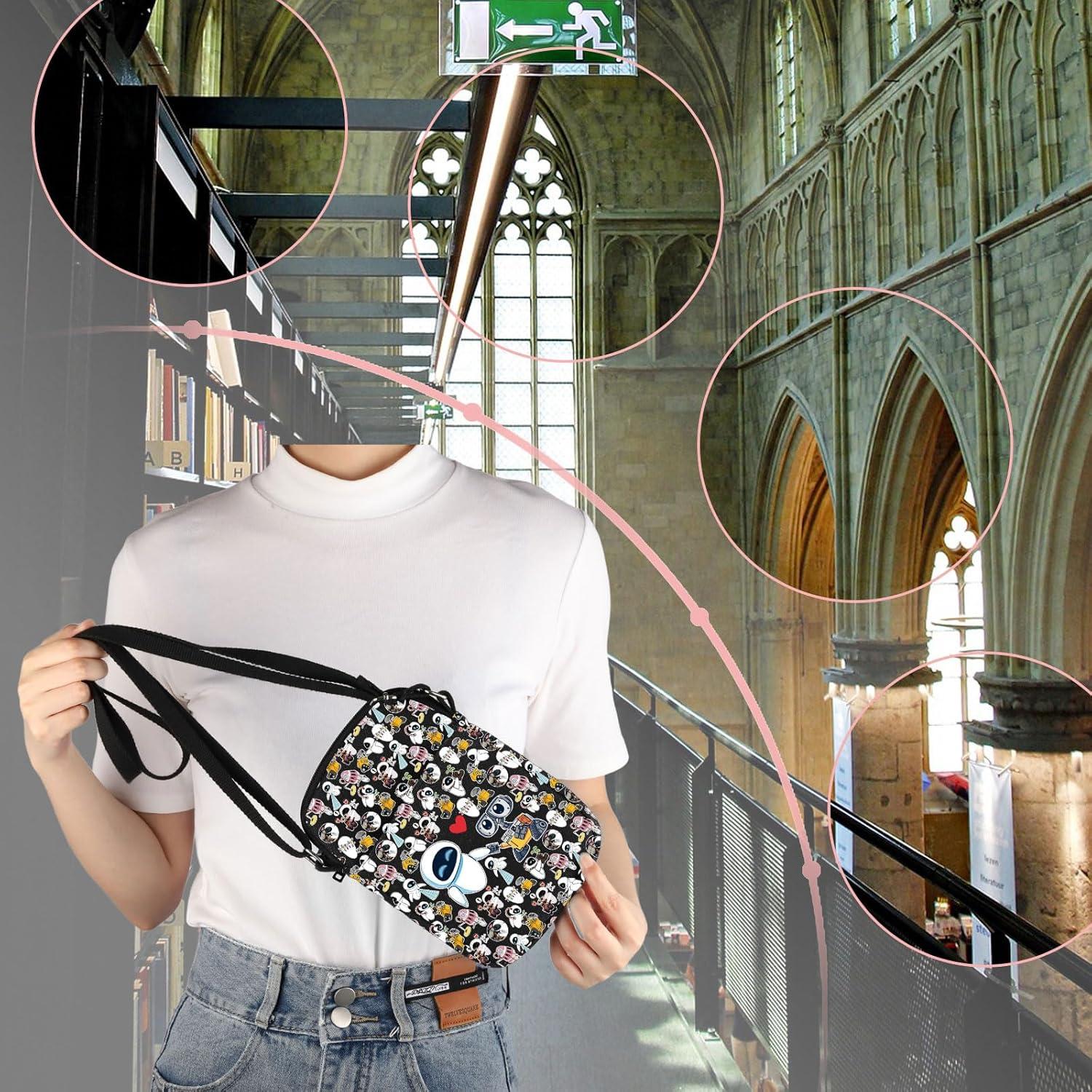 Bolso Cruzado W y E Amor Pareja Caricatura Negro 21.4x14.5cm