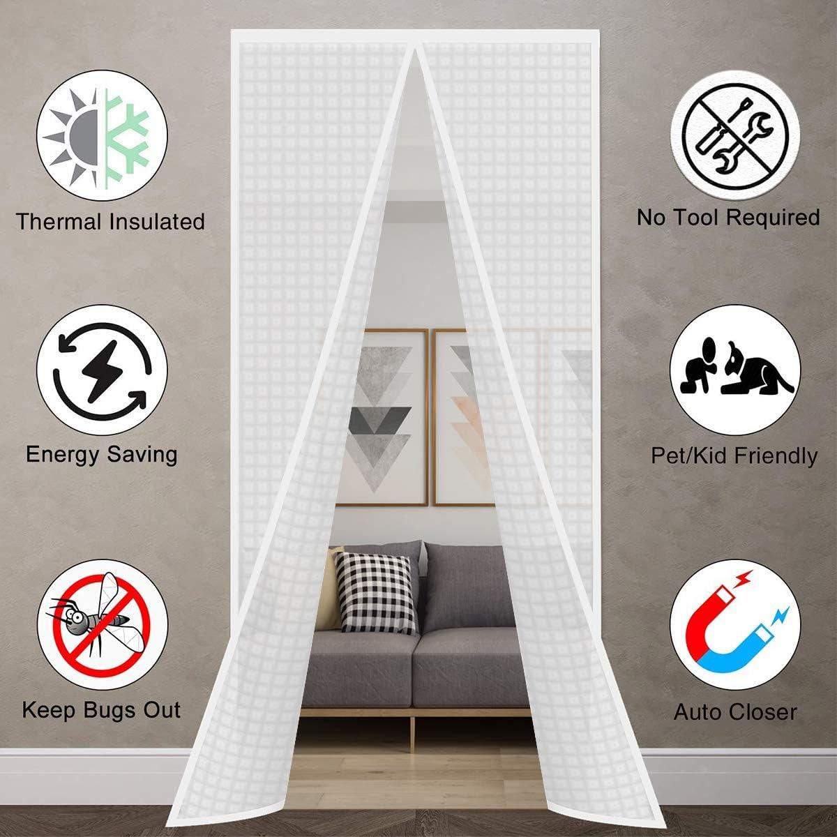 Cortina Aislante Magnética SANJIANKER 86.36x203.2 cm Blanca