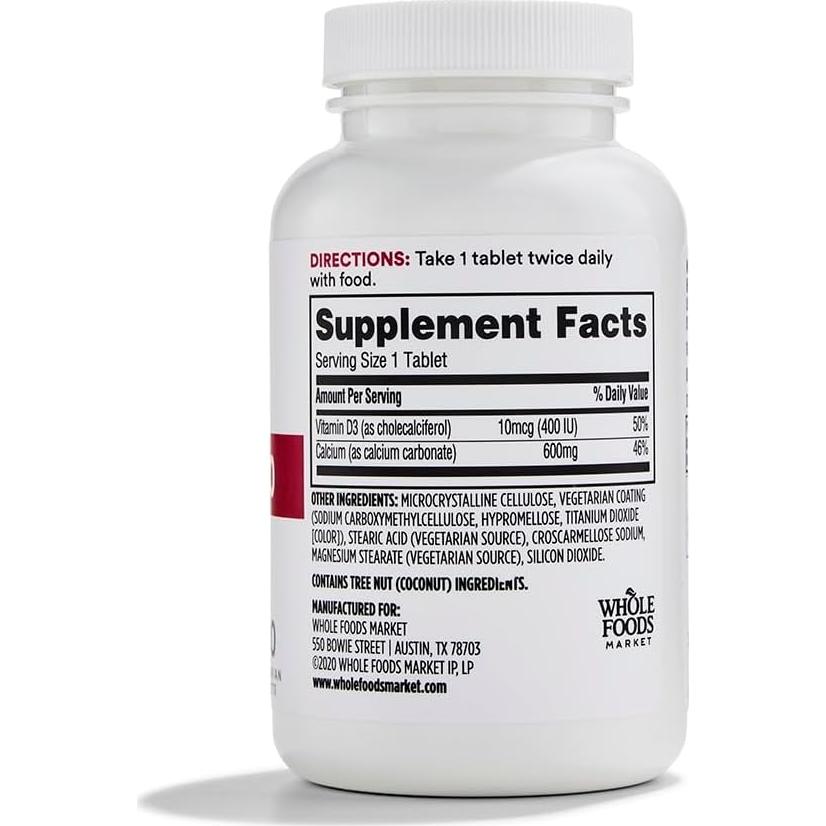 Suplemento de Calcio con Vitamina D3 365 Whole Foods 120 Tabletas