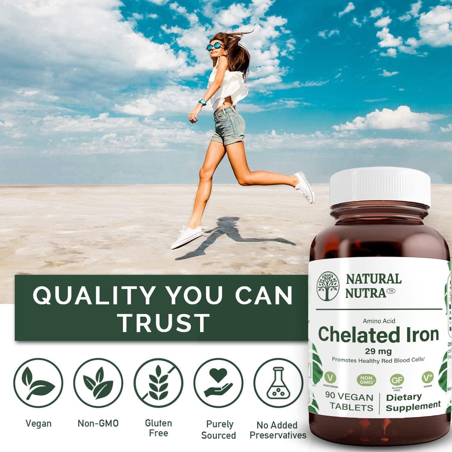 Suplemento de Hierro Quelado Natural Nutra 90 Tabletas