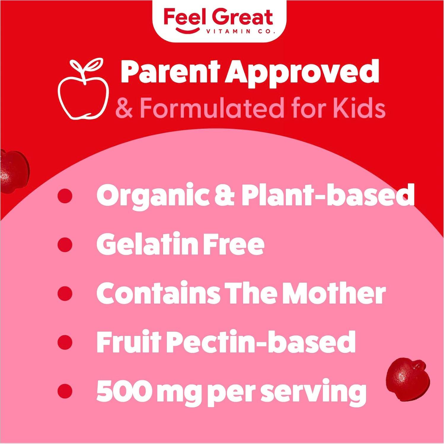 Gomitas de Vinagre de Sidra de Manzana Orgánico Feel Great 60 Unidades