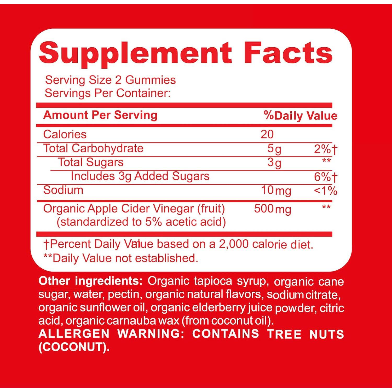 Gomitas de Vinagre de Sidra de Manzana Orgánico Feel Great 60 Unidades