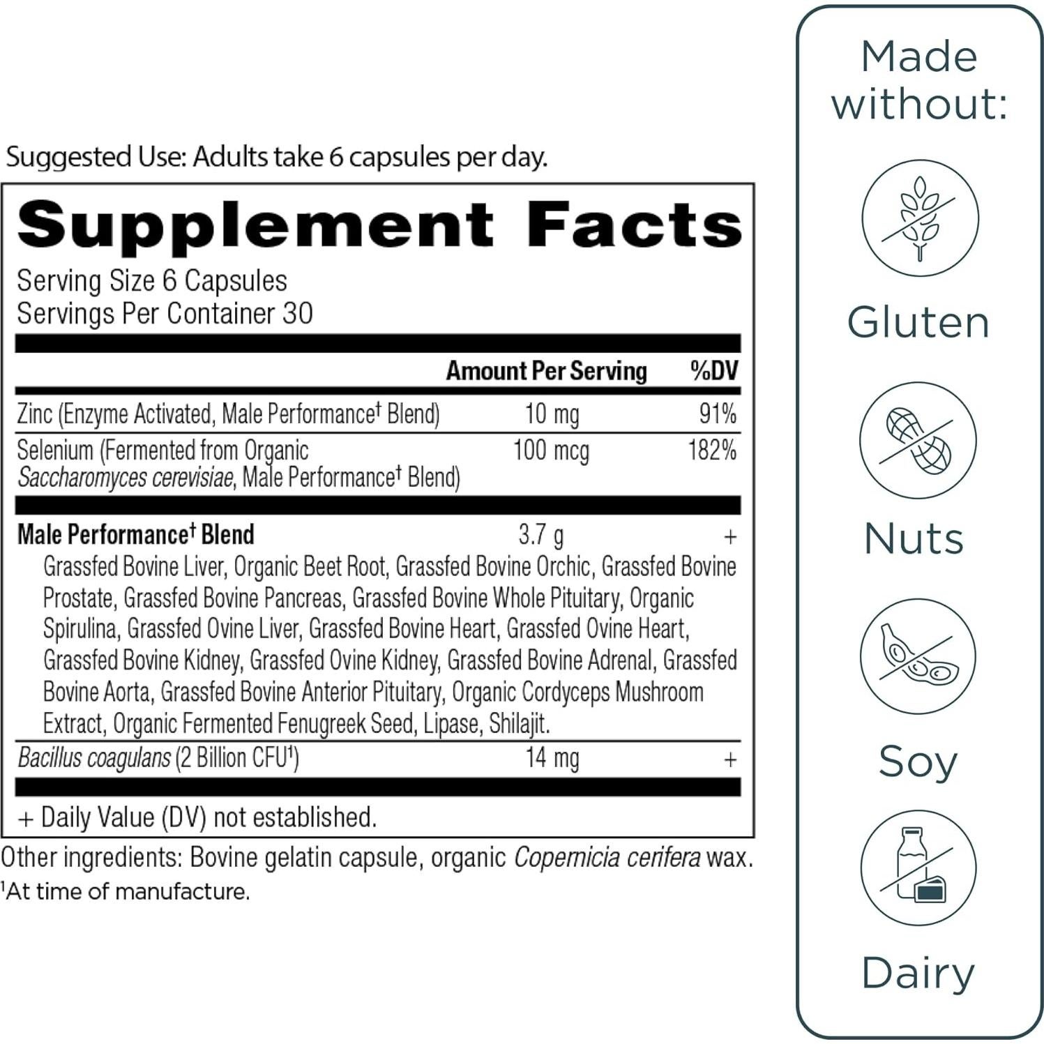 Suplemento de Órganos Nutrición Antigua Hombres 180 Cápsulas
