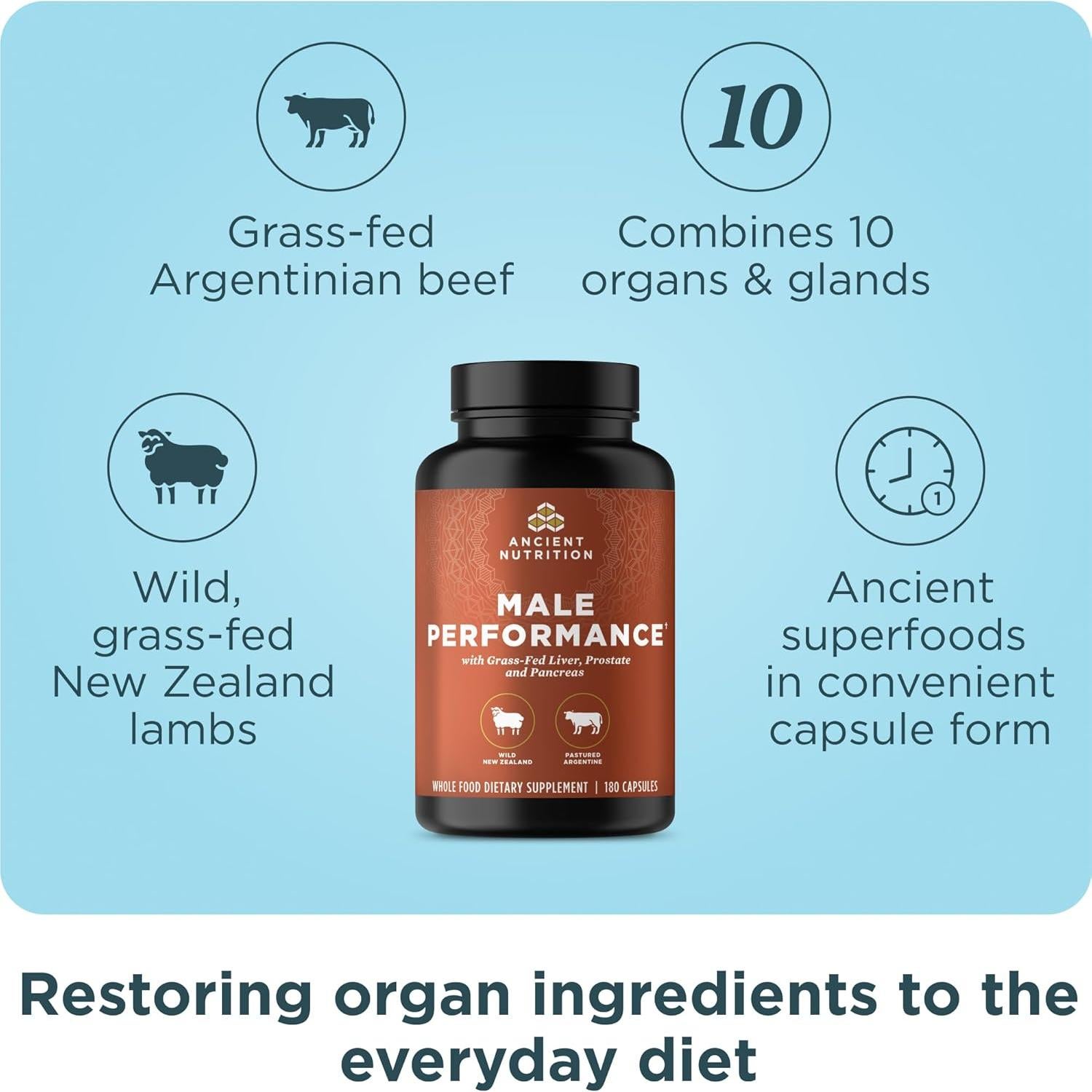 Suplemento de Órganos Nutrición Antigua Hombres 180 Cápsulas