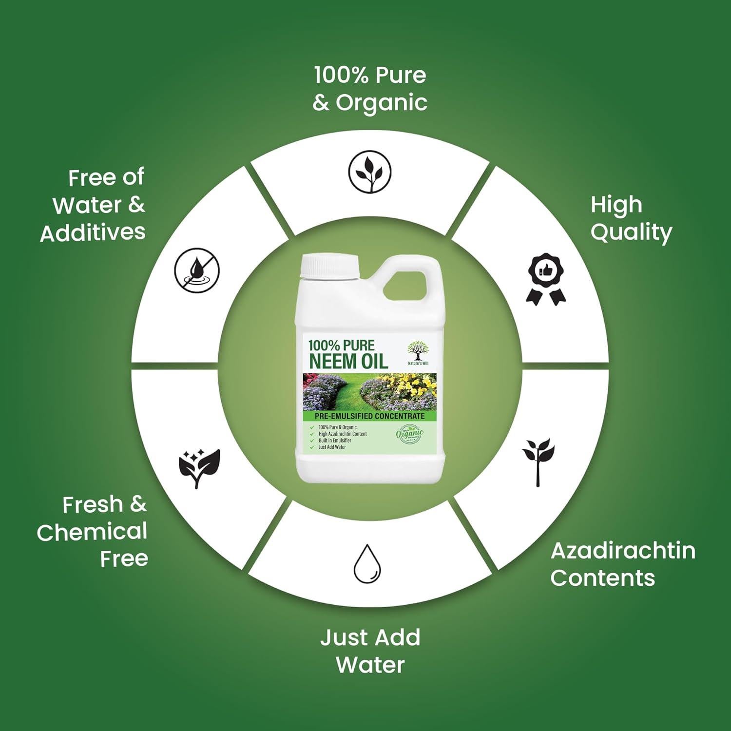 Concentrado de Aceite de Neem Pre-emulsionado Nature's Will 3.78L