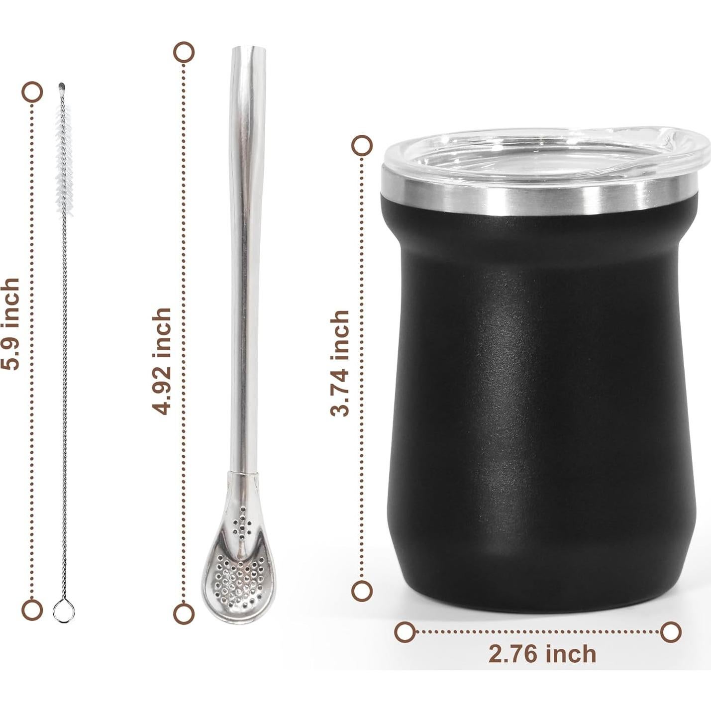 Taza de Yerba Mate AGH 148 ml Acero Inoxidable Doble Pared