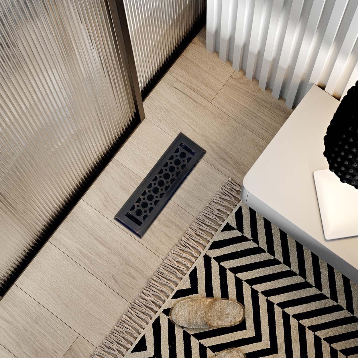 Cubierta de Ventilación de Piso Tiara - 5.08 x 25.4 cm, Acero Bronce Aceitado