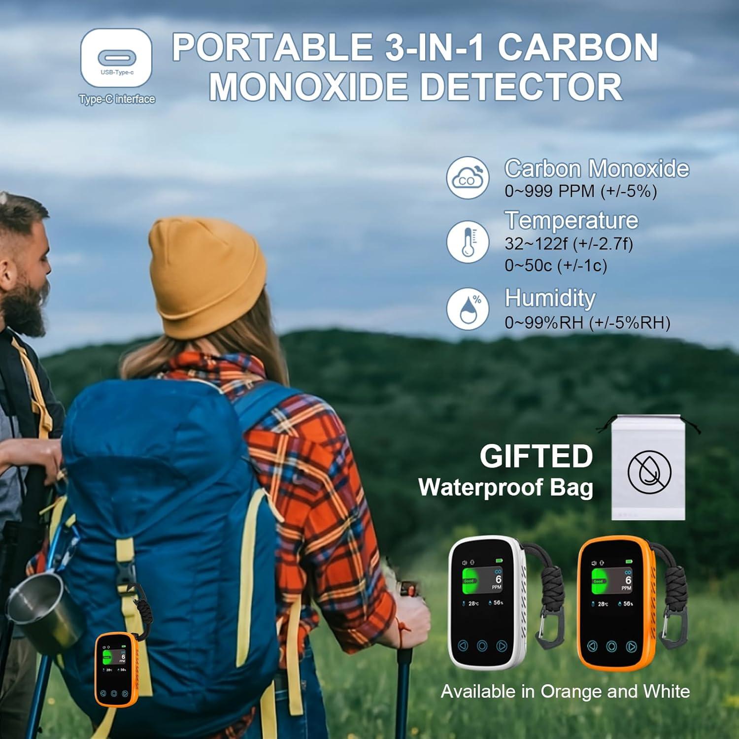 Detector de Monóxido de Carbono Giumka PTH-10D 3-en-1 Portátil