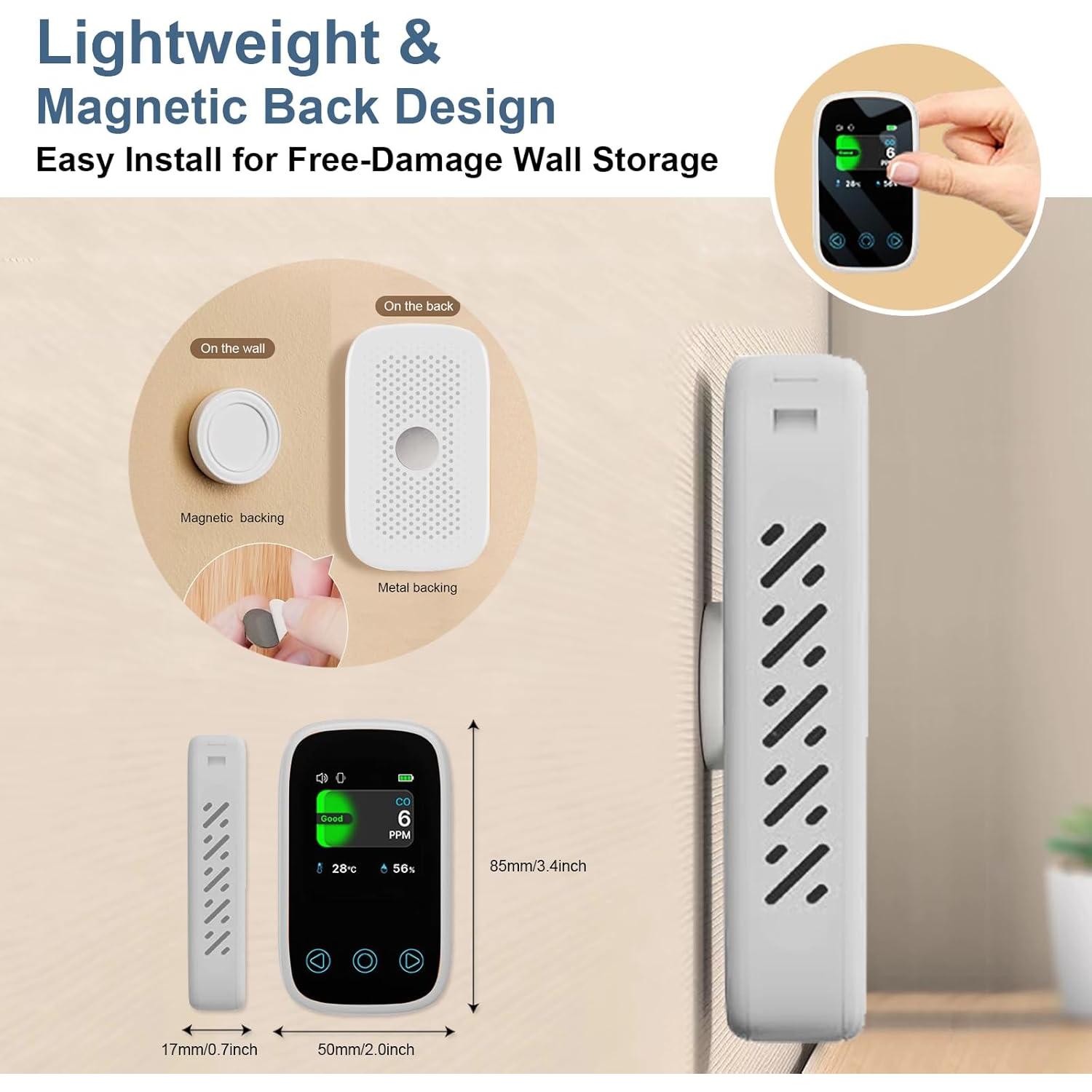 Detector de Monóxido de Carbono Giumka PTH-10D 3-en-1 Portátil