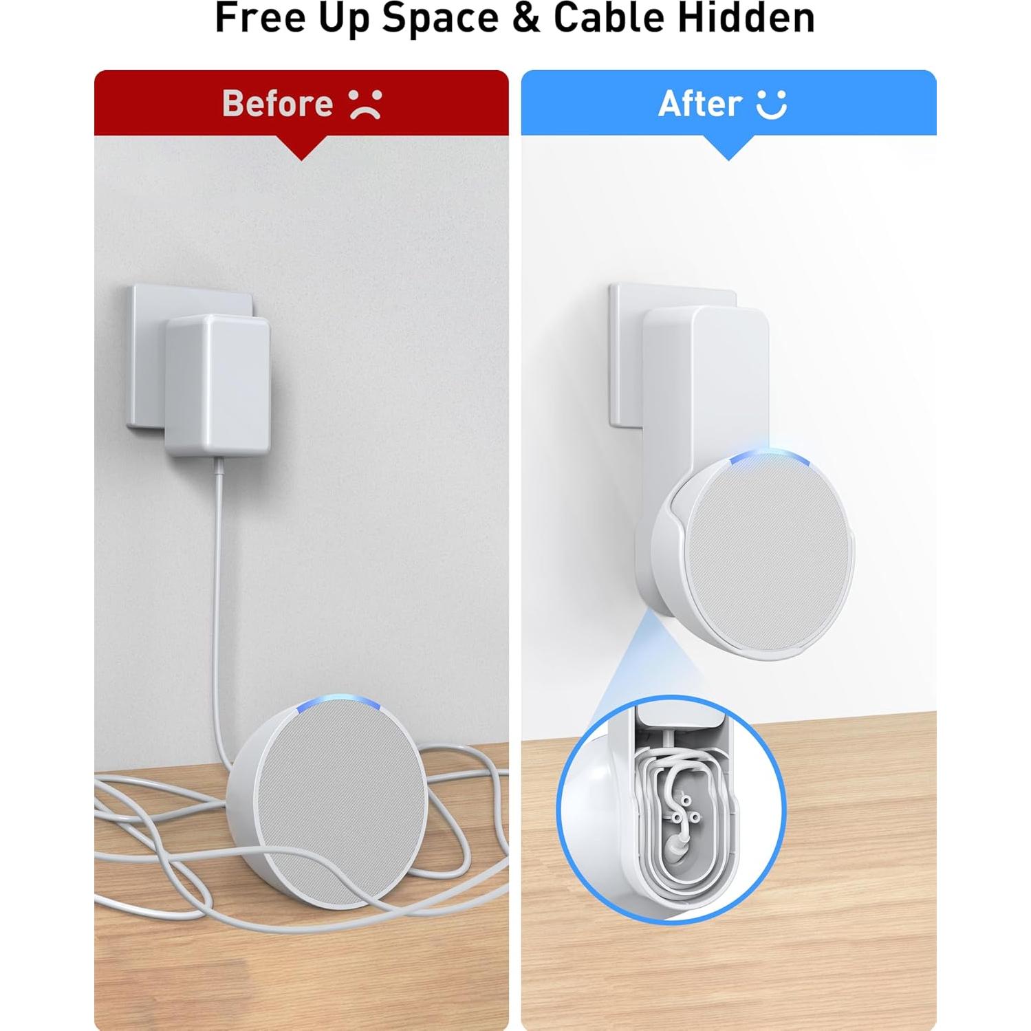 Soporte de Pared Maxonar para Echo Pop - Blanco, Sin Taladros