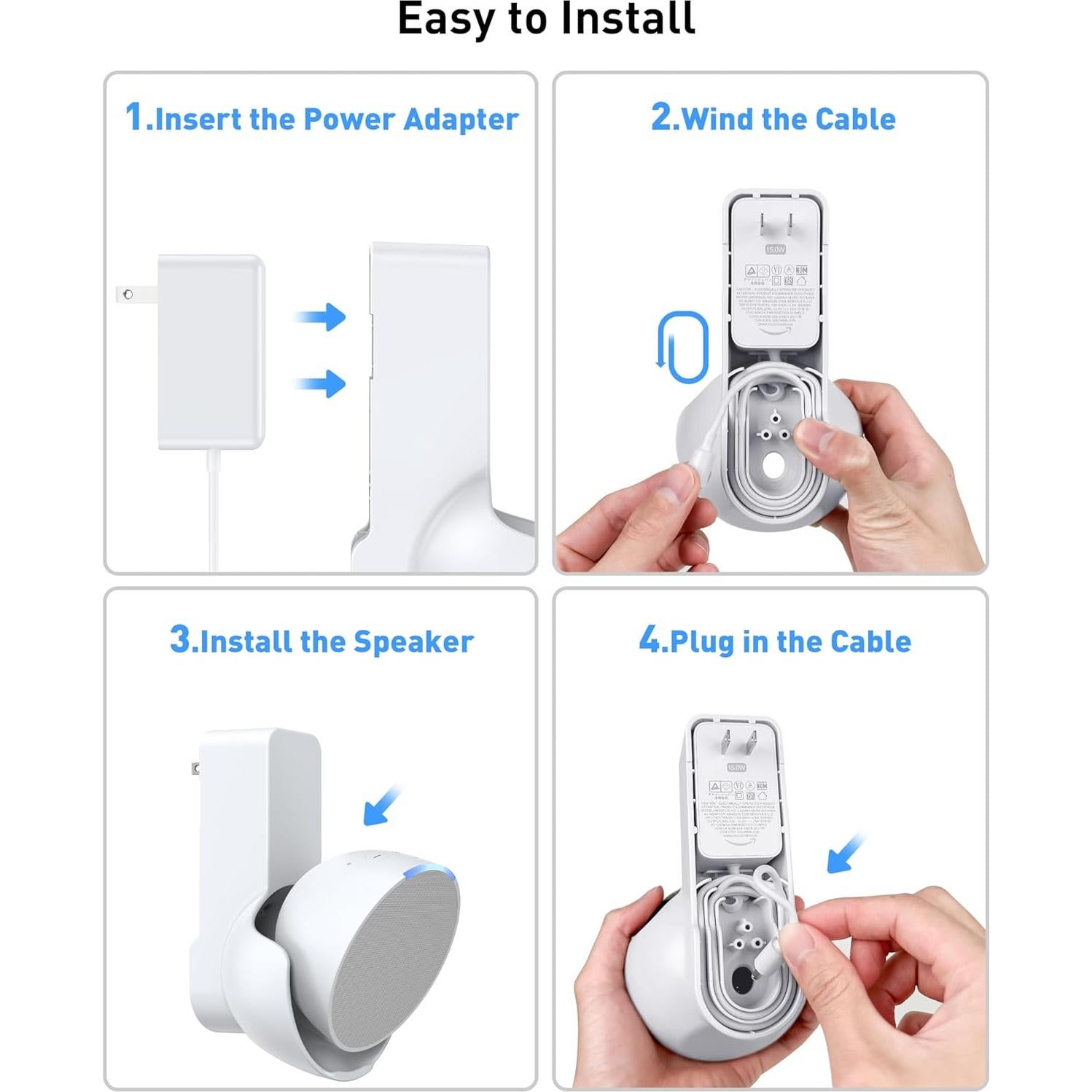 Soporte de Pared Maxonar para Echo Pop - Blanco, Sin Taladros