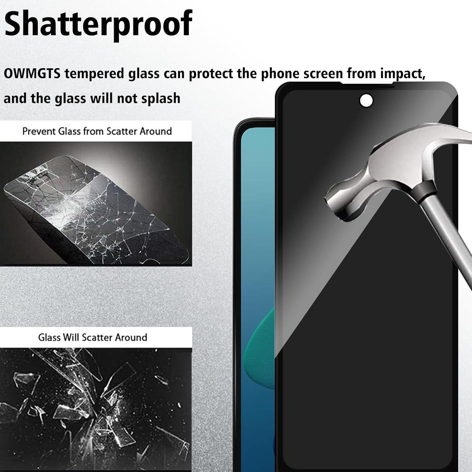 Protector de Pantalla Privado OWMGTS para Moto G 5G 2024 - 2 Pcs