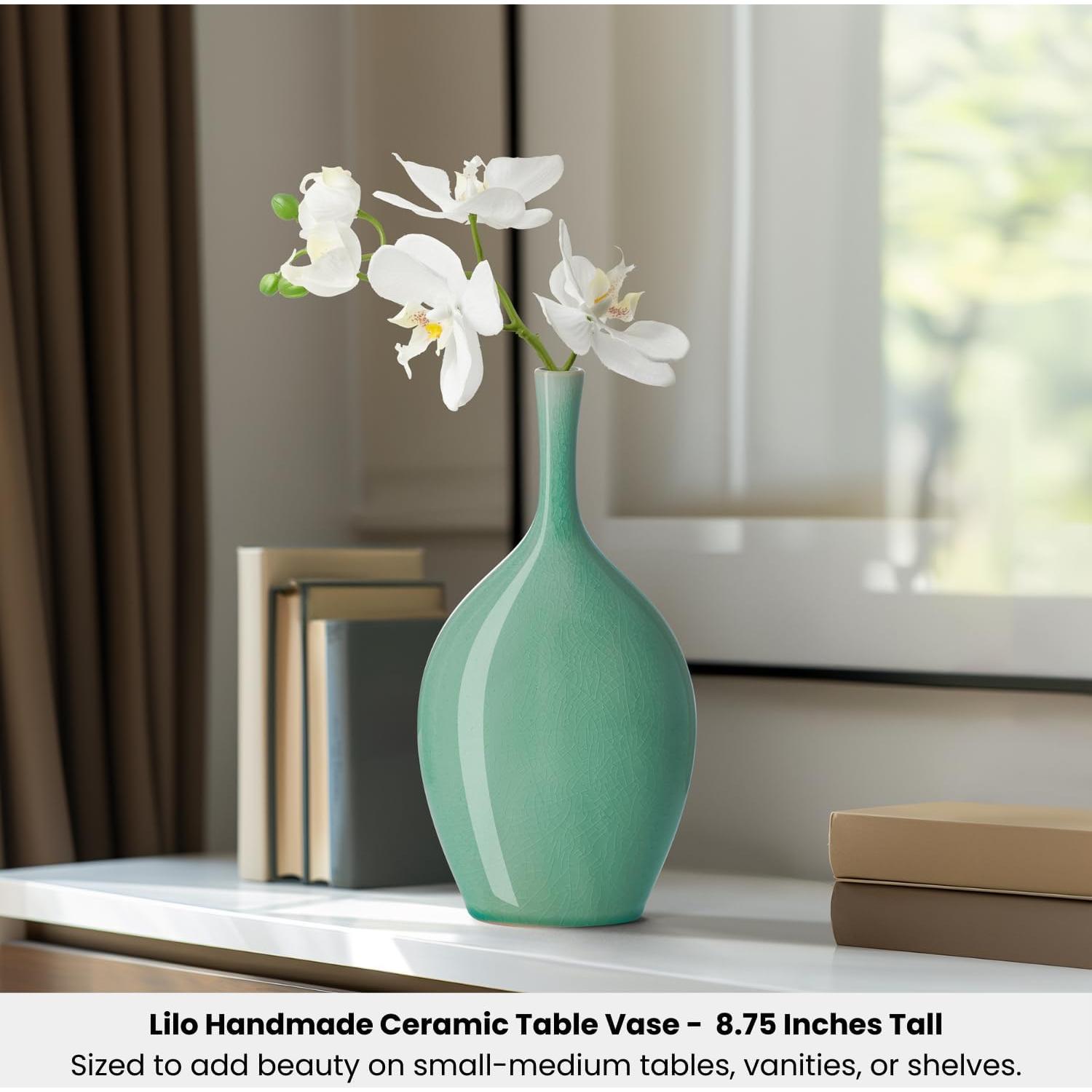 Jarrón de Cerámica Torre & Tagus Lilo Verde 22.23 cm