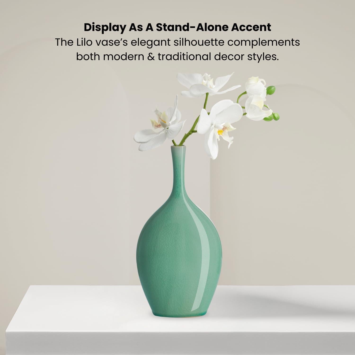 Jarrón de Cerámica Torre & Tagus Lilo Verde 22.23 cm