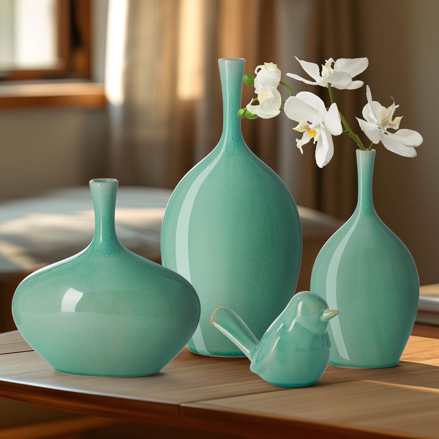 Jarrón de Cerámica Torre & Tagus Lilo Verde 22.23 cm