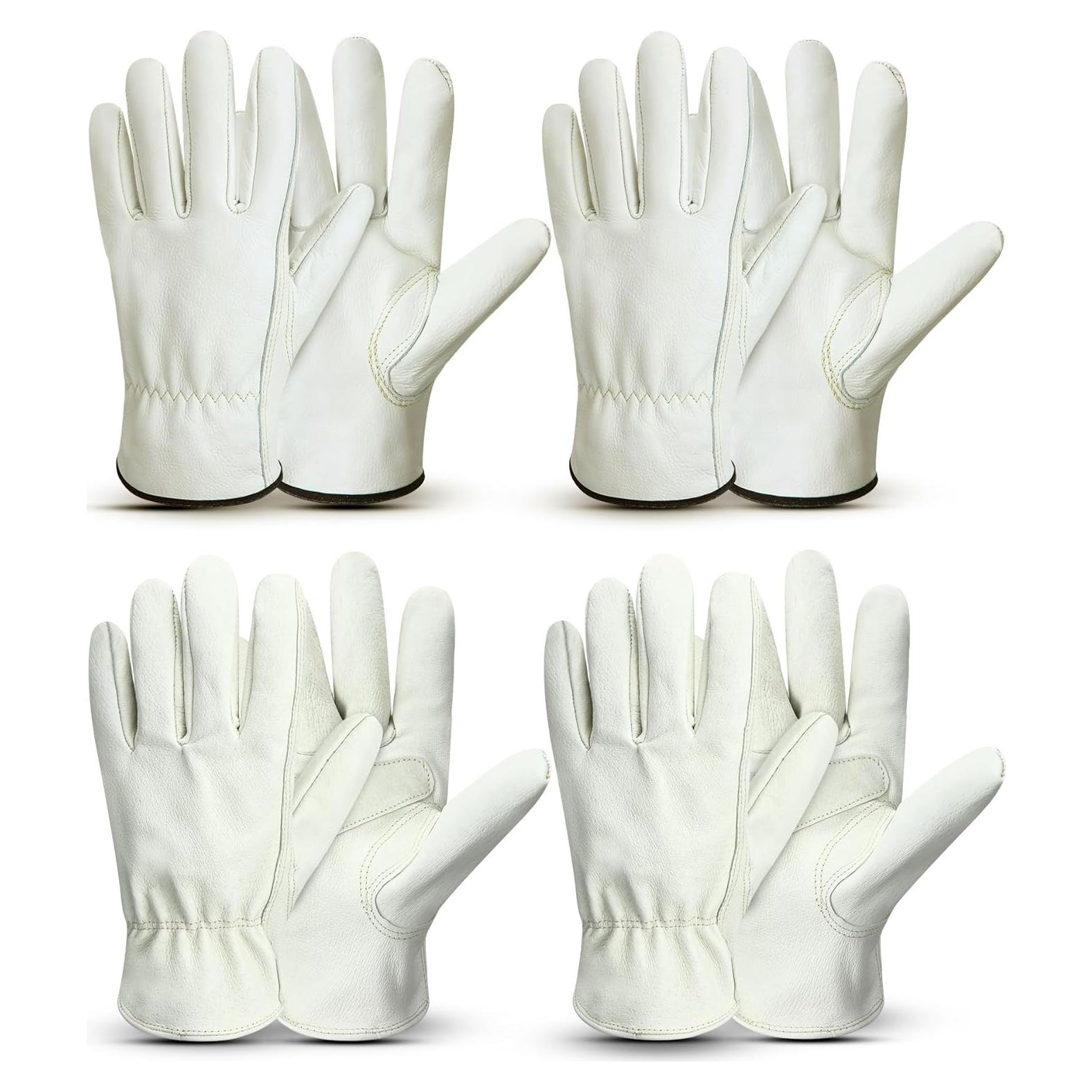 Guantes de Cuero Bencailor Beige 4 Pares para Jardinería