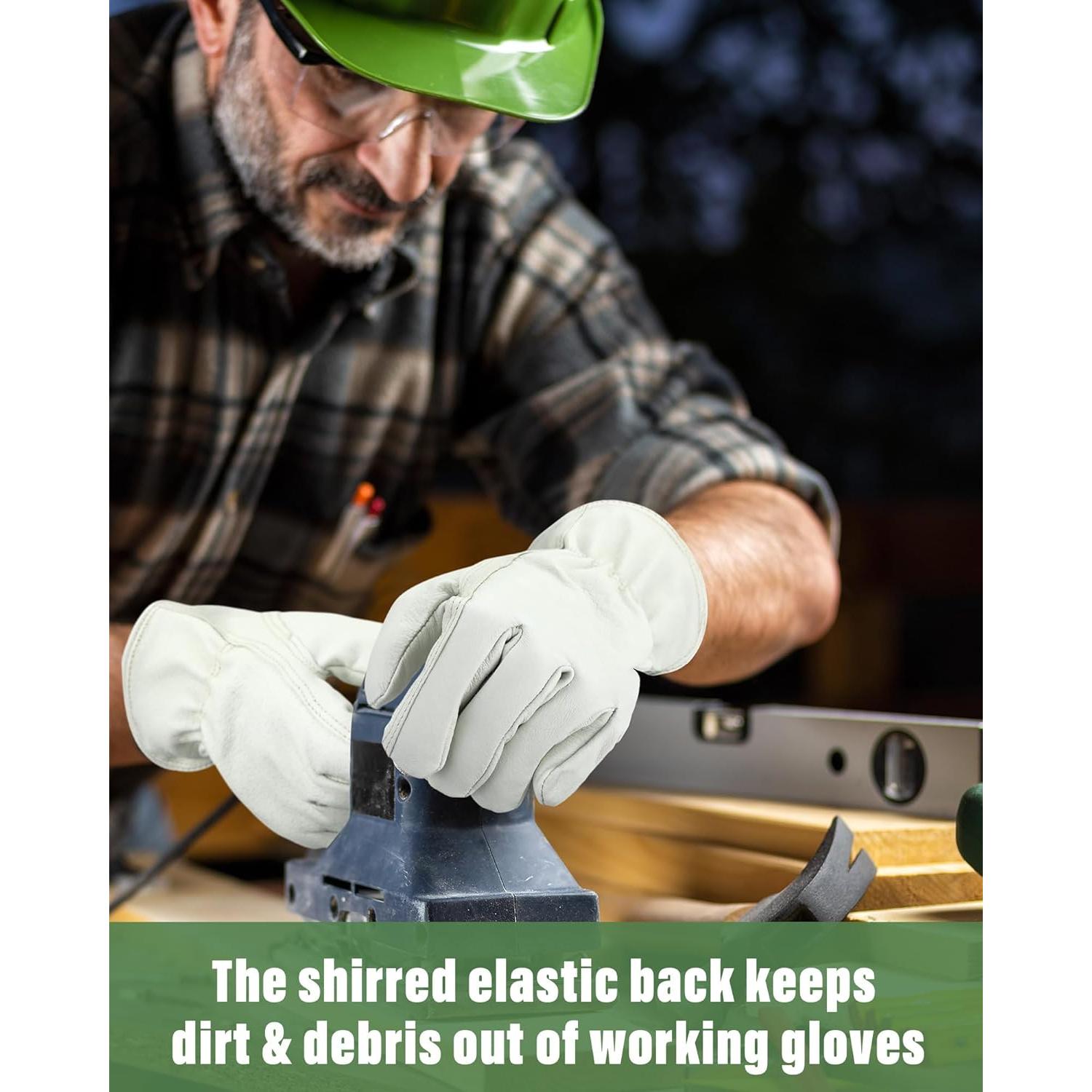 Guantes de Cuero Bencailor Beige 4 Pares para Jardinería