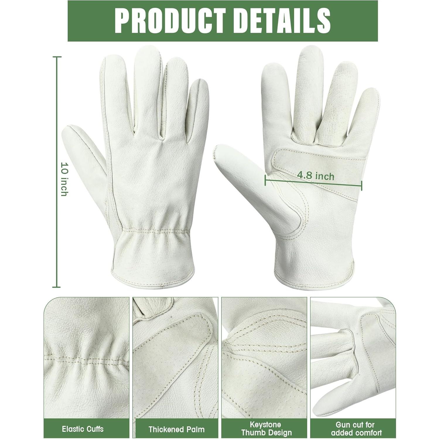 Guantes de Cuero Bencailor Beige 4 Pares para Jardinería