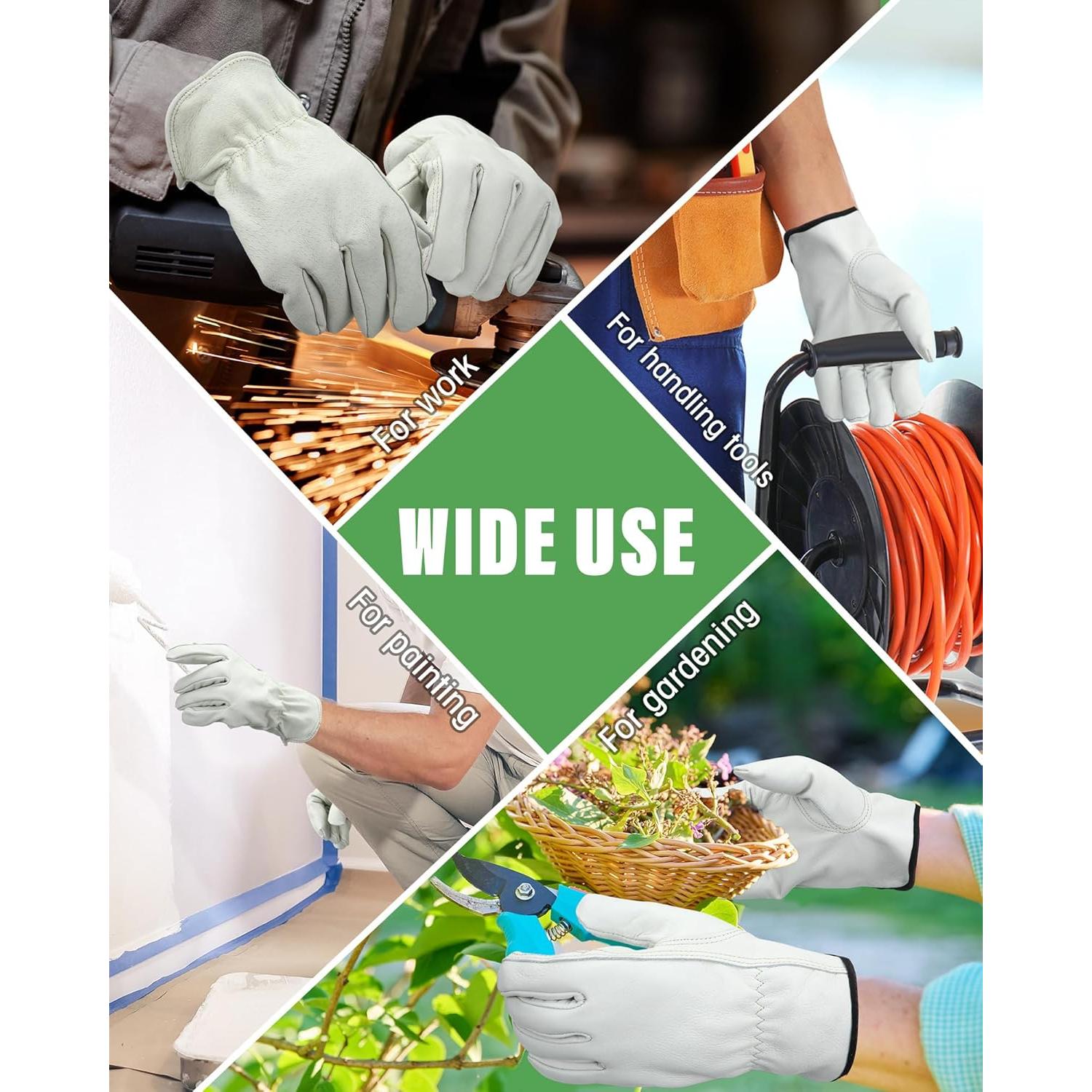 Guantes de Cuero Bencailor Beige 4 Pares para Jardinería