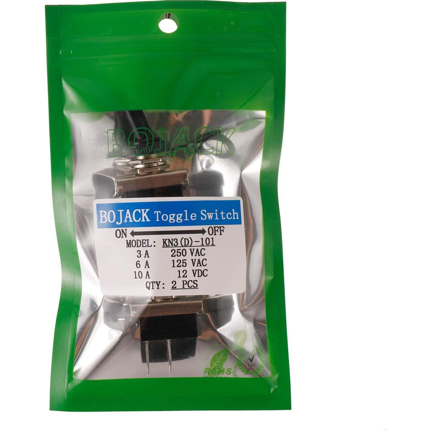 Interruptor de palanca BOJACK SPST 12V 10A con tapa impermeable - Paquete de 2