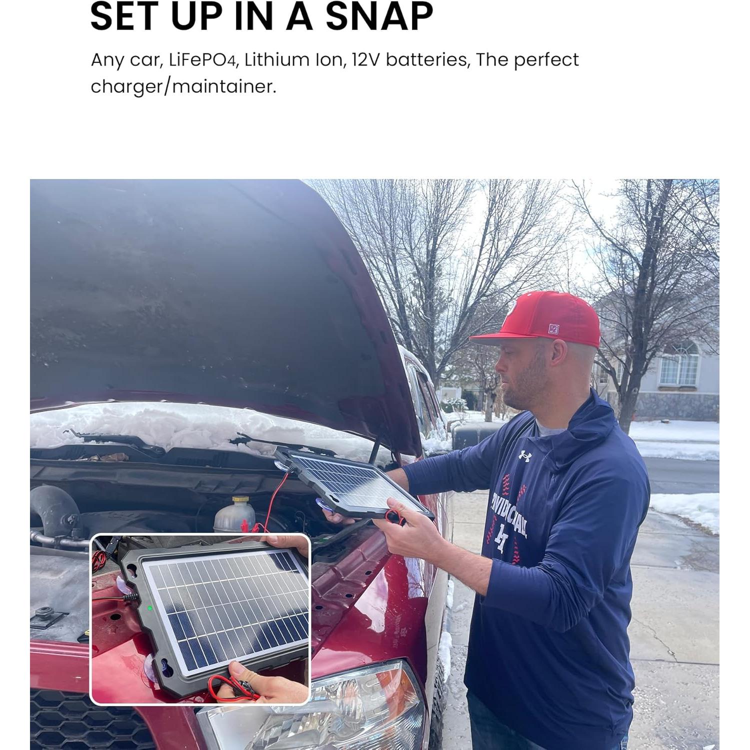 Cargador Solar POWOXI 7.5W 12V Impermeable para Baterías