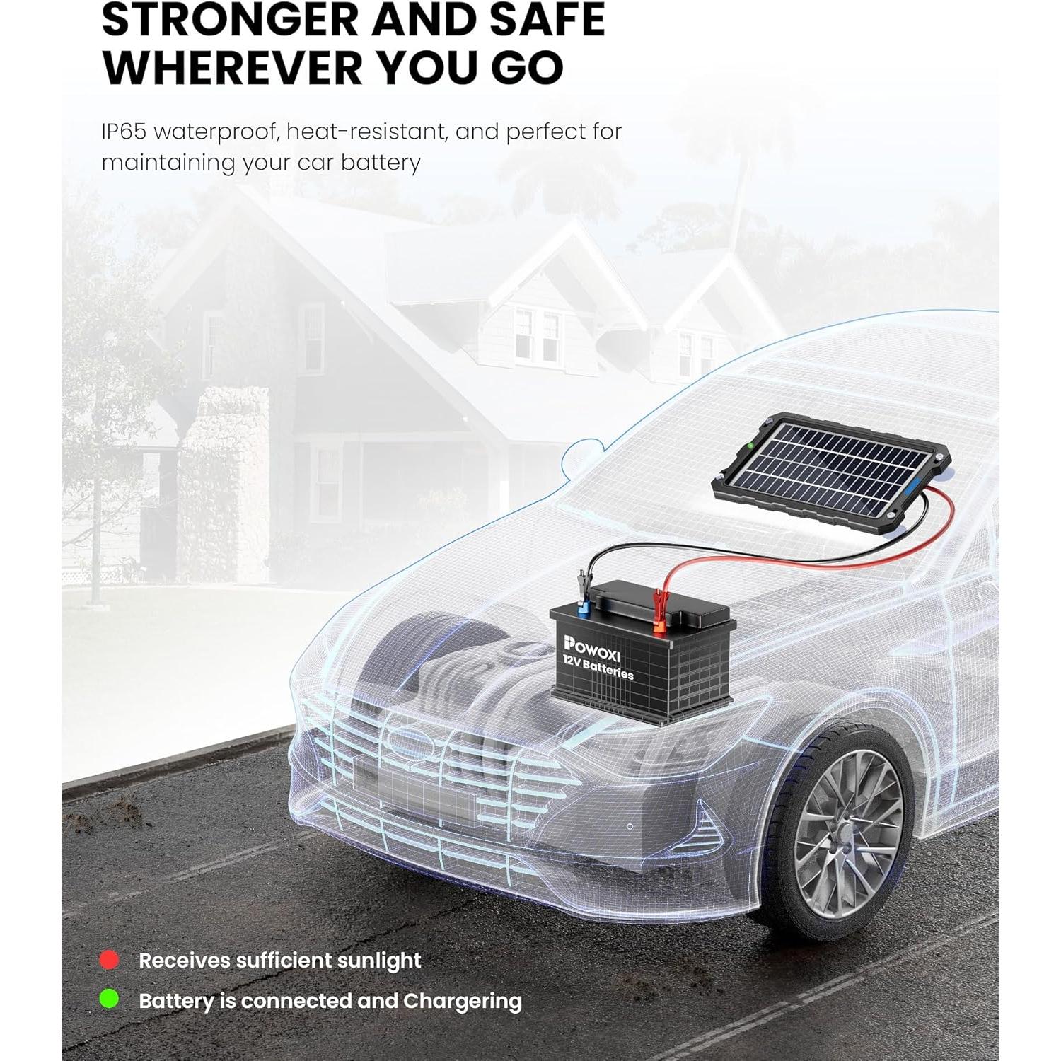 Cargador Solar POWOXI 7.5W 12V Impermeable para Baterías