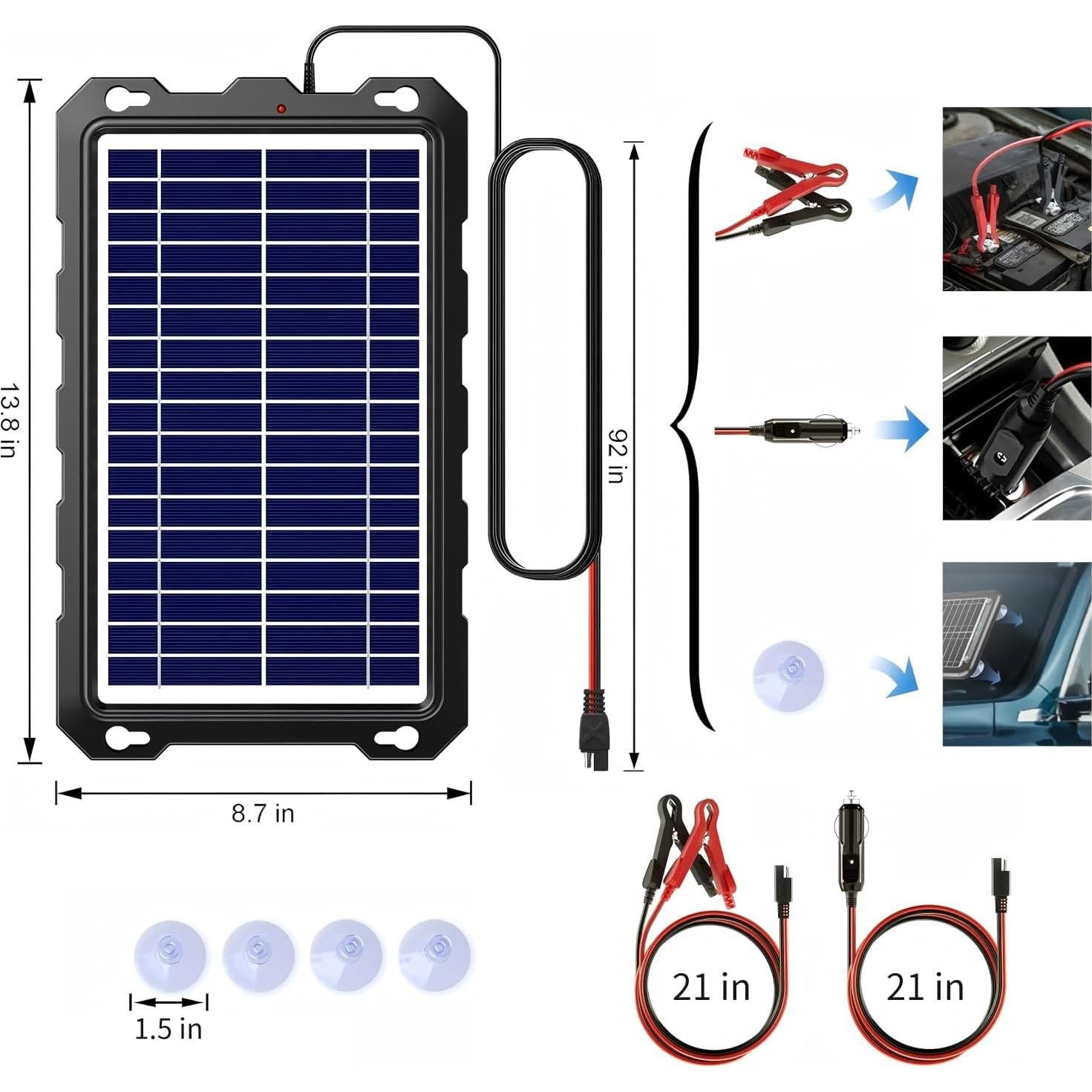 Cargador Solar POWOXI 7.5W 12V Impermeable para Baterías